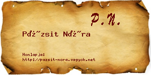 Pázsit Nóra névjegykártya