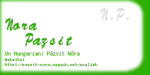 nora pazsit business card